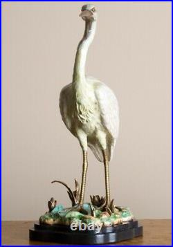 Great Egret Bird Porcelain Bronze Ormolu Figurine Statue Elegant Bird Ibis 16'H