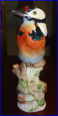 HEREND Hungary #5066 Large Hand-Painted Woodpecker Bird Porcelain Figurine 9
