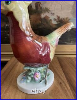 HEREND Hungary Hand Painted LARGE PHEASANT Bird Figurine Vintage