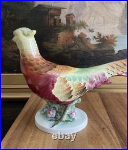 HEREND Hungary Hand Painted LARGE PHEASANT Bird Figurine Vintage