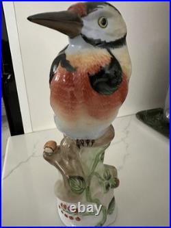 HEREND Large Woodpecker / Bird Porcelain Figurine Retired