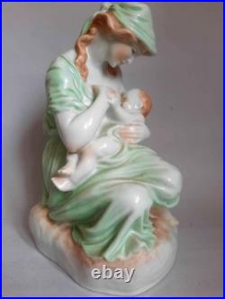 HEREND Vintage Porcelain Statue Figure Motherhood Madonna & Child Hungary Signed