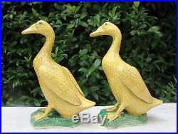 HTF Antique Family Owned PAIR Authentic CHINESE Figural Mandarin Ducks Porcelain