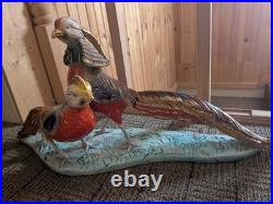 HUGE Vintage Mid Century Modern Oriental Pheasant Couple Ceramic Figurine ITALY