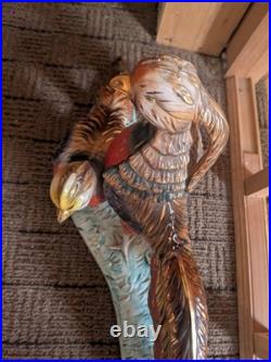 HUGE Vintage Mid Century Modern Oriental Pheasant Couple Ceramic Figurine ITALY
