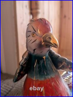 HUGE Vintage Mid Century Modern Oriental Pheasant Couple Ceramic Figurine ITALY