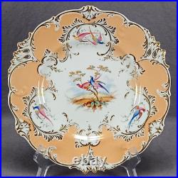 H&R Daniel Hand Painted Birds Apricot & Gold Pierced 9 3/4 Inch Plate C. 1840s
