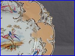 H&R Daniel Hand Painted Birds Apricot & Gold Pierced 9 3/4 Inch Plate C. 1840s