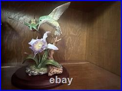 Hamming Bird With Amaryllis Fine Porcelain And Bronze