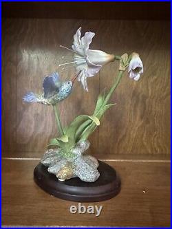 Hamming Bird With Amaryllis Fine Porcelain And Bronze