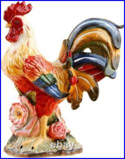 Hand-Painted Ceramic Rooster Collectible Large Statue