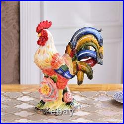 Hand-Painted Ceramic Rooster Collectible Large Statue
