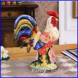 Hand-Painted Ceramic Rooster Collectible Large Statue
