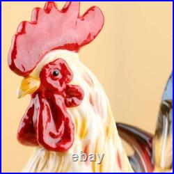 Hand-Painted Ceramic Rooster Collectible Large Statue