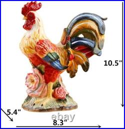 Hand-Painted Ceramic Rooster Collectible Large Statue