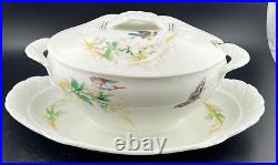 Haviland Limoges French Porcelain Bird Motif Covered Gravy Dish