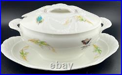 Haviland Limoges French Porcelain Bird Motif Covered Gravy Dish