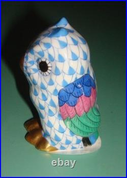 Herend Blue Fishnet Miniature Owl 1 7/8