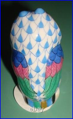 Herend Blue Fishnet Miniature Owl 1 7/8
