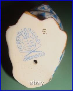 Herend Blue Fishnet Miniature Owl 1 7/8