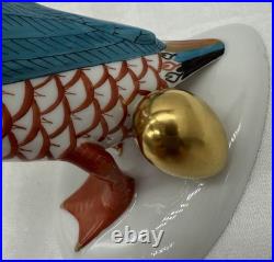 Herend Goose with Golden Egg. Porcelain Rust Fishnet 7.5