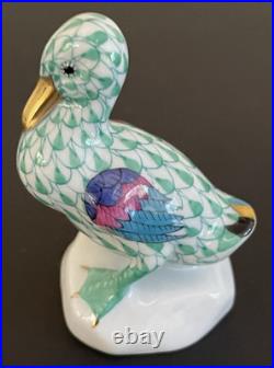 Herend Green Fishnet Duck 2.5 figurine #5022