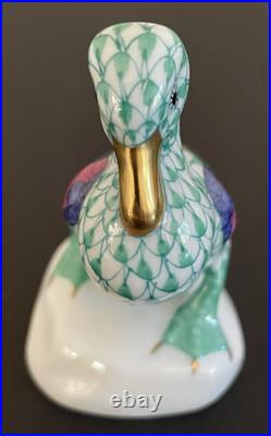 Herend Green Fishnet Duck 2.5 figurine #5022