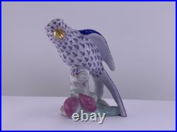 Herend Hand Painted Bird Figurine Purple Fishnet Gold Beak Hungary New