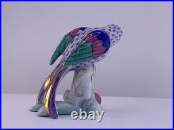 Herend Hand Painted Bird Figurine Purple Fishnet Gold Beak Hungary New