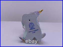 Herend Hand Painted Bird Figurine Purple Fishnet Gold Beak Hungary New