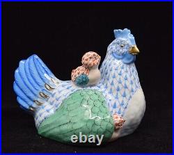 Herend Hand Painted Hungarian Porcelain Statue Sculpture Chicken Chicks Figurine