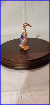 Herend Hand Painted Porcelain Standing Small Duck Rust Fishnet 24k Gold Accents