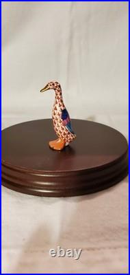 Herend Hand Painted Porcelain Standing Small Duck Rust Fishnet 24k Gold Accents