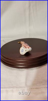 Herend Hand Painted Porcelain Standing Small Duck Rust Fishnet 24k Gold Accents