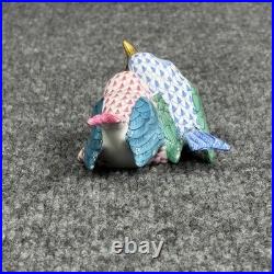 Herend Hungary Fishnet Lovebirds Porcelain Figurine 5059 Handpainted Blue Pink