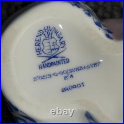 Herend Hungary Fishnet Lovebirds Porcelain Figurine 5059 Handpainted Blue Pink