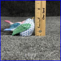 Herend Hungary Fishnet Lovebirds Porcelain Figurine 5059 Handpainted Blue Pink