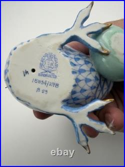 Herend Hungary Handpainted Blue Fishnet Bird Figurine Kiwi w Egg VH #1534