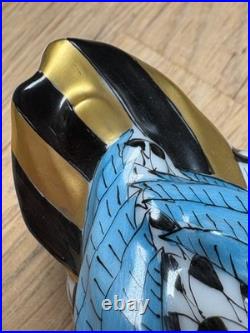 Herend Hungary Pair of Ducks 5036 Fishnet Pattern/Hand-Painted/24k Gold Accent