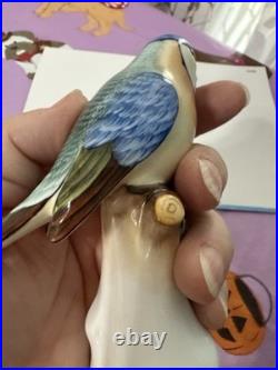 Herend Hungary Porcelain Figure On A Branch Bird 10.5cm High 5043