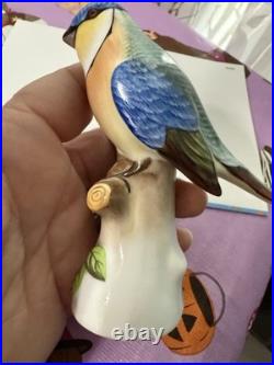 Herend Hungary Porcelain Figure On A Branch Bird 10.5cm High 5043