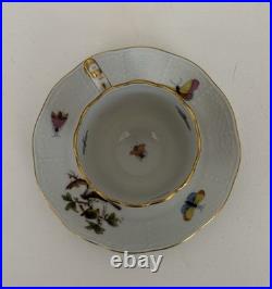 Herend Hungary Rothschild Bird Demitasse Cup Saucer Hand Painted Gold
