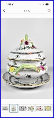 Herend Indian Basket 15 Soup Tureen Finial 11 Perfect With Under Tray