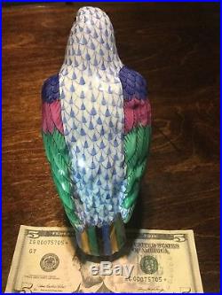 Herend Parrot Bird Figurine Statue Blue Fishnet