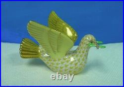 Herend Peace Dove with Branch, gold/butterscotch fishnet statue, beautiful