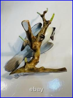 Herend Porcelain Natural Matte Blue Jay Bird Figurine 7.5 Hand Painted MINT