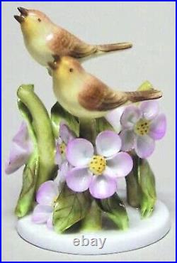 Herend Porcelain Pair Of Little Birds On A Twig, Handpainted Hungry-Retail $324