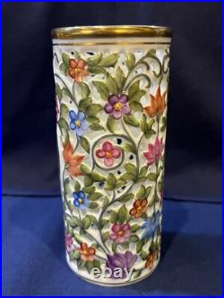 Herend Reticulated / Openwork Pierced Vase Rothschild Bird Motif #10