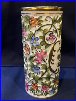 Herend Reticulated / Openwork Pierced Vase Rothschild Bird Motif #10