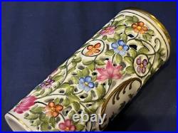 Herend Reticulated / Openwork Pierced Vase Rothschild Bird Motif #10